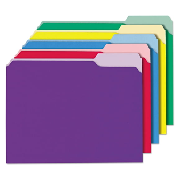 Universal Interior File Folders, 1/3-Cut Tabs, Letter Size, Assorted, 100/Box -UNV12306