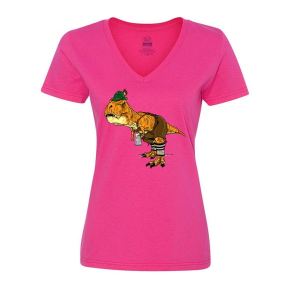 Inktastic T-Rex King of Oktoberfest Women's V-Neck T-Shirt