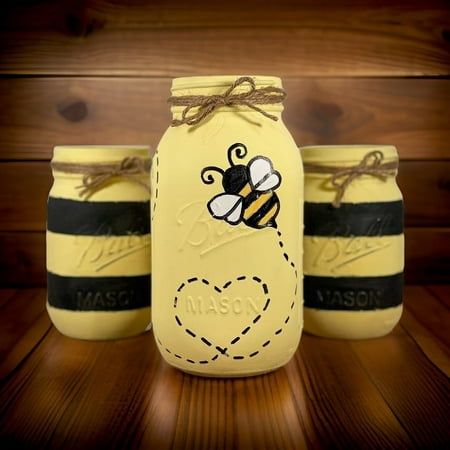 Bumble Bee Mason Jars/Bee Mason Jars/Bee Decor/Bee Baby Shower/Bee Bridal Shower
