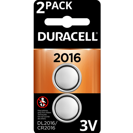 Duracell 3V Lithium Coin Battery 2016 2 Pack Long-Lasting