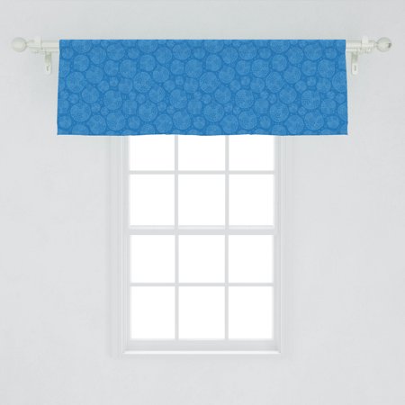 Aquatic Window Valance, Surreal Nautical Bubbly Elements Water Splashes and Blots in the Marine, Curtain Valance for Kitchen Bedroom Decor with Rod Pocket, by Ambesonne