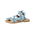 thumbnail image 2 of Women's Floral Flat Sandals Fashion Casual Non Slip Ankle Strap Beach Slip On Flowers Flats Shoes (Blue,39), 2 of 6