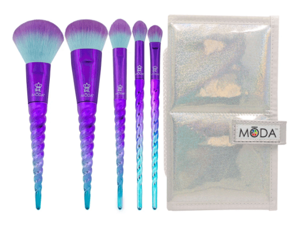 Moda Mythical Celestial Blue Travel Sized Full Face 6pc Makeup Brush Set
