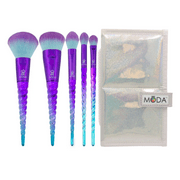 Moda Mythical Celestial Blue Travel Sized Full Face 6pc Makeup Brush Set