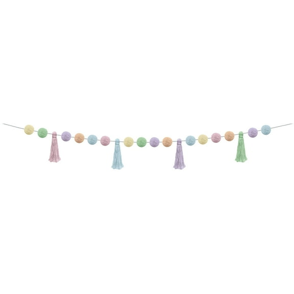 Teacher Created Resources Pastel Pop Pom-Poms and Tassels Garland, 60"