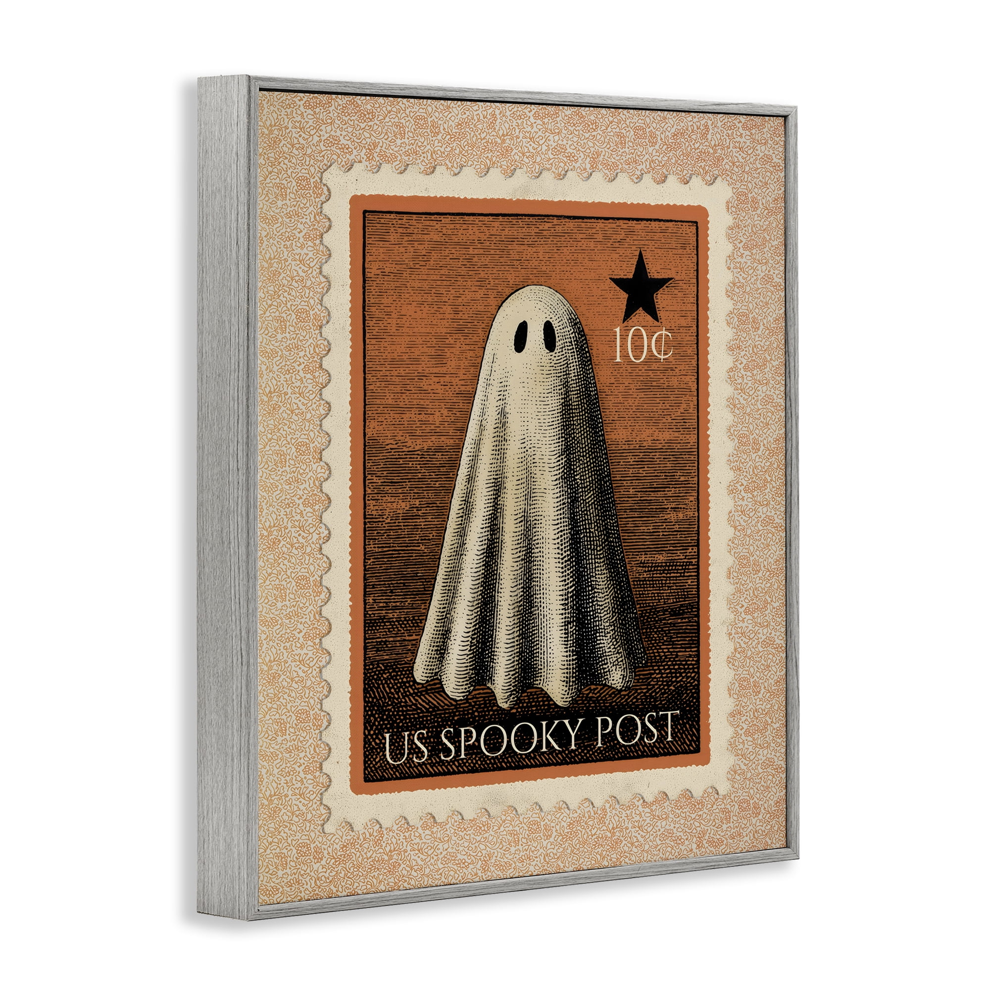 Vintage Ghost Stamp Gray Framed Giclee Art, design by Arlington Prints