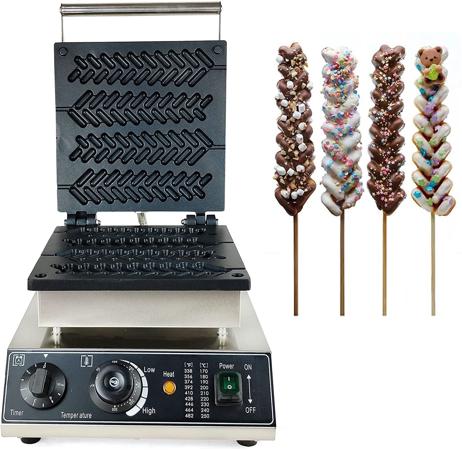 DENEST 4 Grooves Electric Commercial Waffle Maker Machine Wheat Stalk Shaped Non Stick 1700W