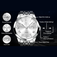 thumbnail image 6 of OLEVS Sliver Mens Watch Large White Face Watch Fashion Stainless Steel Strap Wrist Watches Date Watches For Men Sample Waterproof Watch Easy Read Watches Roman Numerals Watch, 6 of 11
