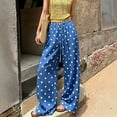 thumbnail image 2 of Polka Dot Pants for Women 2026 Summer Casual Drawstring Wide Leg Barrel Jeans Flowy Satin Silk Balloon Palazzo Pant,XXL,Blue, 2 of 8