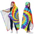 thumbnail image 2 of Wearable Blanket,Colorful Rainbow Tie Dye Spiral Pattern Hooded Wearable Flannel Blanket for Adults & Teens,Winter Poncho Shawl Wrap Cape Cozy Anti-Pill,50"x60", 2 of 5