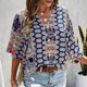 thumbnail image 4 of Pntutb Mujer Casual Bohemio Suelto Impreso Manga Corta Cuello en V Pullover Blusa tops Pntutb Pntutb-558, 4 of 9