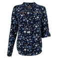 thumbnail image 4 of Women's Floral Print Pebble Crepe Zip Pocket Top-B-XS, 4 of 5