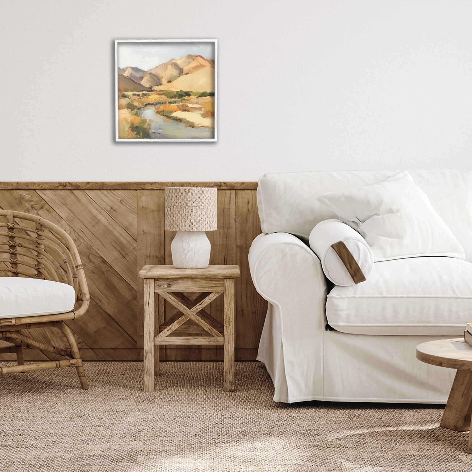Stupell Industries Wispy Desert River White Framed Giclee Art, design by Petal Prints Design
