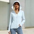thumbnail image 2 of Uaswgudfs Women's UPF 50+ Sun Protection Hoodie with Extended Wide Brim Hat, Full Zip Lightweight Breathable UV Resistant Hiking Running Golf Athletic Jacket for Outdoor, 2 of 5