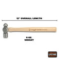 thumbnail image 2 of GreatNeck Ball Peen Hammer with Hickory Handle, 8 oz, 2 of 11