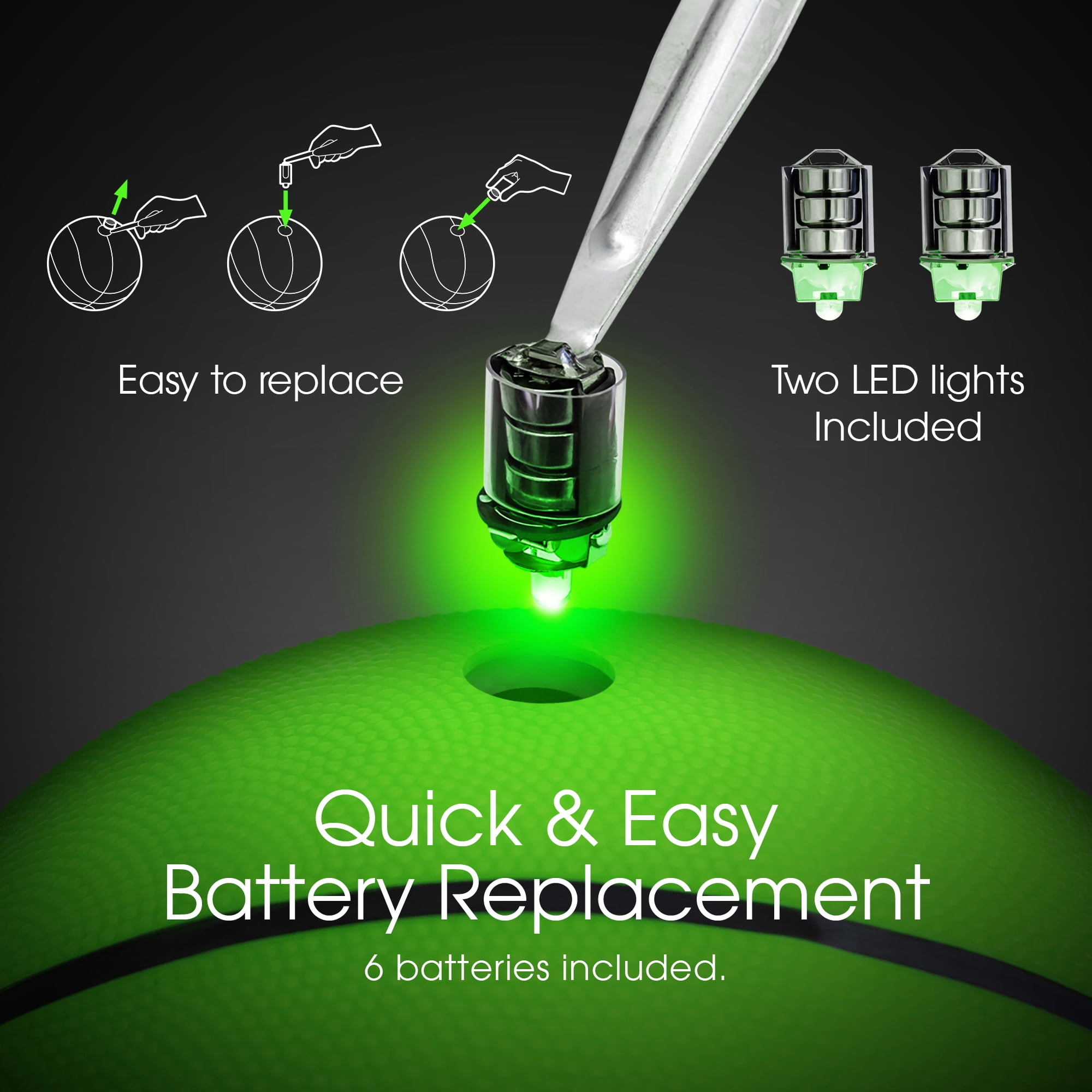 CIPTON Illuminite LED Light Up Basketball, Size 7 (29.5”) Indoor/Outdoor Premium Rubber Ball, Impact-Activated LEDs, Water Resistant, Neon Green