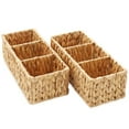 thumbnail image 3 of Casafield Set of 2 Water Hyacinth Storage Baskets with 3 Sections, Natural - Woven Bin Organizers for Bathroom, Laundry, Pantry, Office, Shelves, 3 of 7