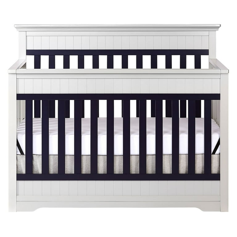 Dream On Me Chesapeake 5 in 1 Convertible Crib Platinum and Navy