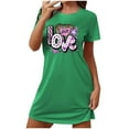 thumbnail image 2 of VgaVtl Womens Sleepshirts Plus Size Green Short Sleeve Womens Nightgowns Loose Valentines Day Print Comfy Funny Nightgowns, 2 of 3