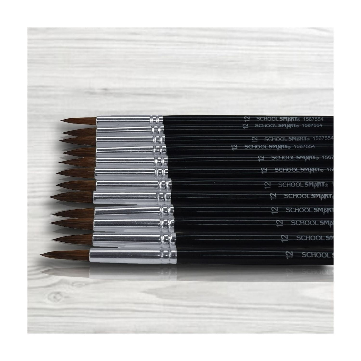 Watercolor Paint Brushes, Long Handle, Size 12, Set of 12