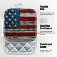 thumbnail image 3 of 4 Pack Pot Holders,Kitchen Essential, Potholder Set,Vintage Styled American Flag On Weathered Wooden Planks, 3 of 6