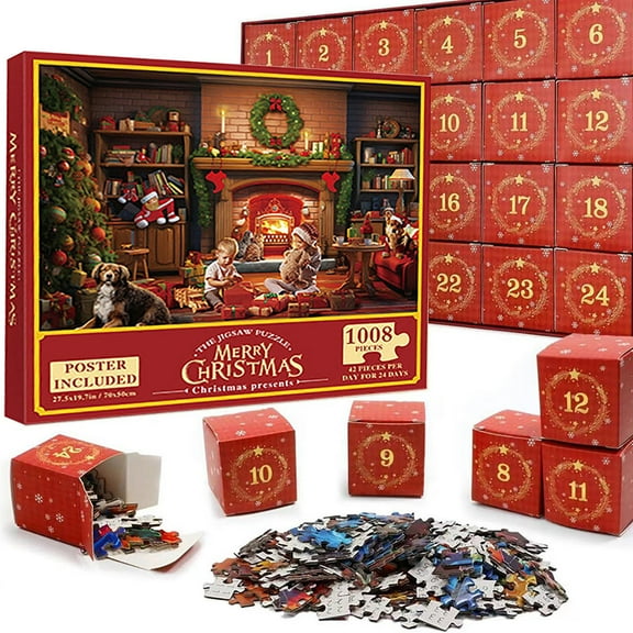 2025 Advent Calendar Jigsaw Puzzle for Kids And Adults, 1008-Piece 24-Day Christmas Countdown Calendar Jigsaw Puzzle, Fun Family Game, Great Christmas Gift, and Christmas Home Decor.