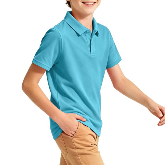 Resicozy Boys Polo Shirts Quick Dry Short Sleeve Golf Tennis T-Shirts for Kids Blue 150