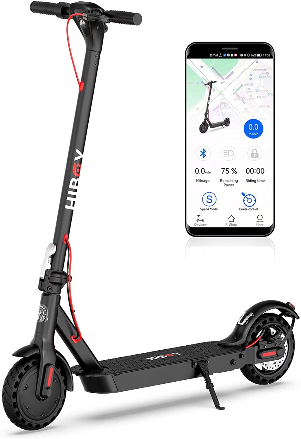 Hiboy KS4 Electric Scooter, Big Unique Display 350W Motor 19 mph & 17 Mile Range 8.5" Honeycomb Tires Rear Suepension, Portable Foldable Commuting Electric Scooter for Adults with Dual and App -