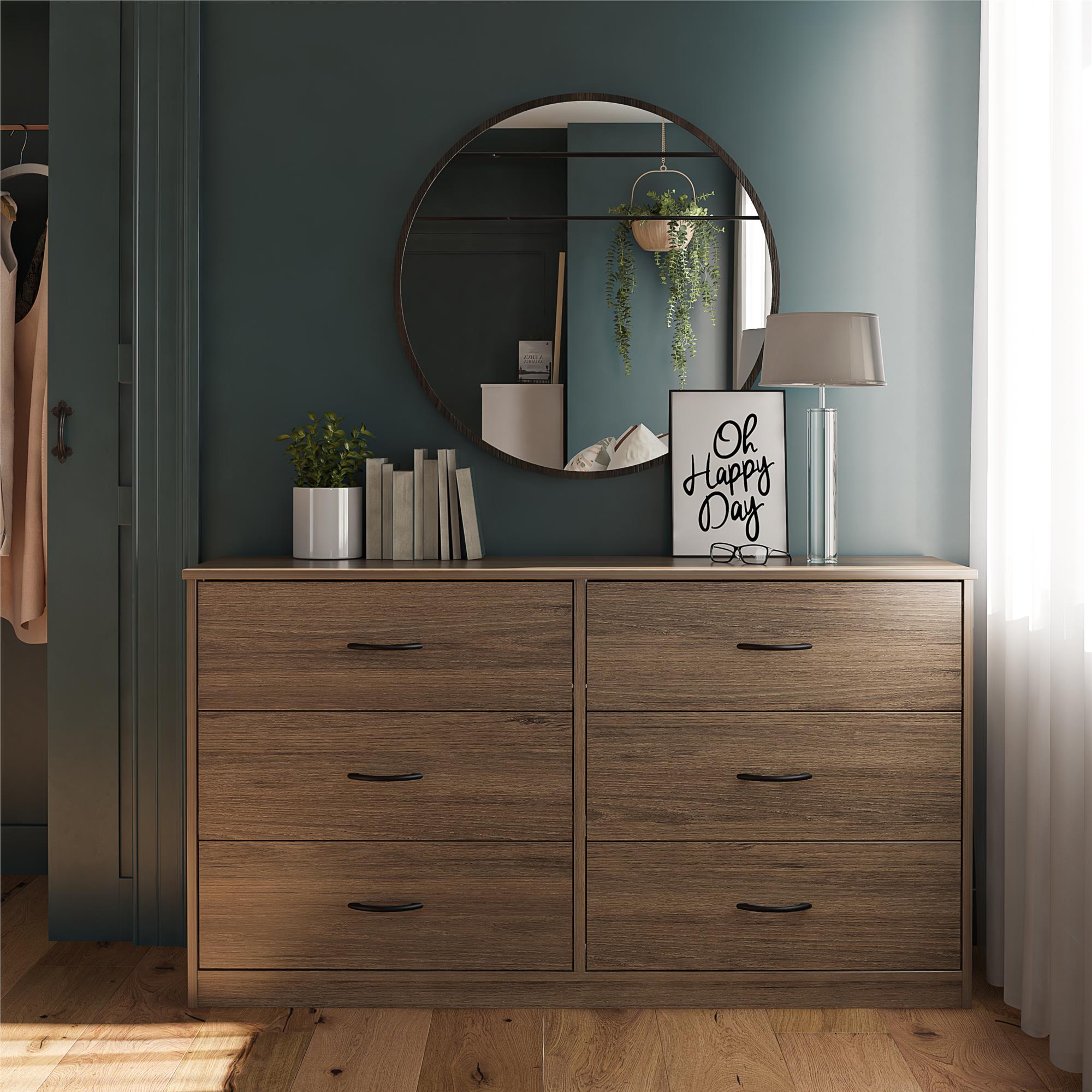 Mainstays Classic 6 Drawer Dresser, Rustic Oak