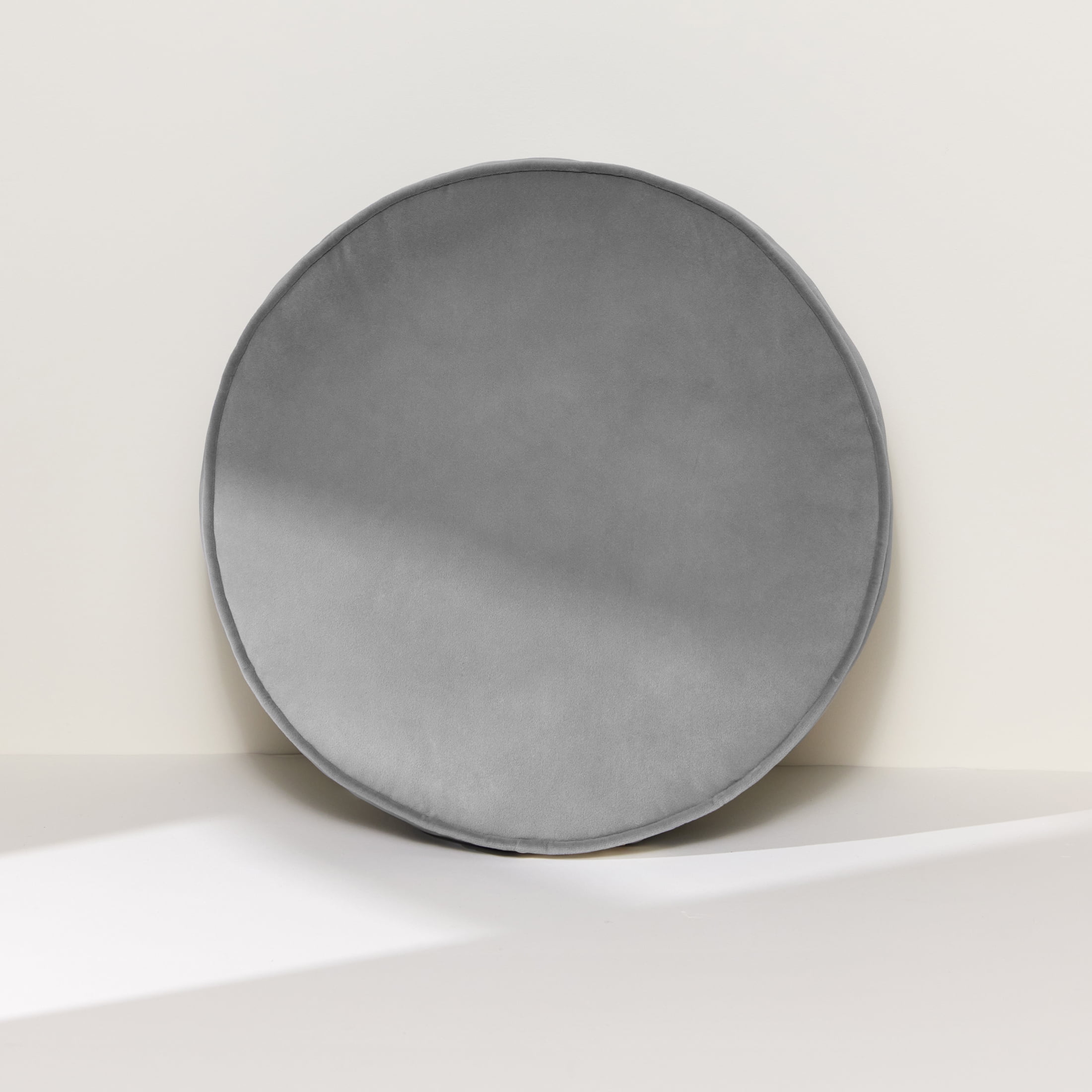 (2 pack) Mainstays Filmore Round Decorative Throw Pillow 16" x 16" Gray, 1 Count, Adult & Teen