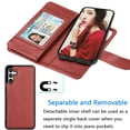 thumbnail image 4 of Galaxy S23 FE Case, S23 FE Wallet Case, Samsung Galaxy S23 FE 6.4 inchs PU Leather Case,Luxury Cash Credit Card Slots Folio Flip Cover [Detachable Magnetic Case] & Kickstand -Wine Red, 4 of 7
