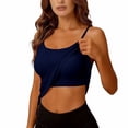 thumbnail image 2 of Aoiroe Women's Padded Square Neck Tank Tops Summer Double Layer Basic Sleeveless Tank Shirts Built in Bra Dark blue XL, 2 of 9