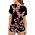 thumbnail image 4 of Mode Décontractée pour Femmes T-Shirt à Manches Courtes Col Rond Imprimé Papillon Numérique Blouse, 4 of 9
