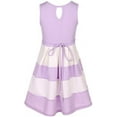 thumbnail image 2 of Big Girls' Sleeveless Dress Color Block Striped Summer Special Flower Girl Dress Lilac 10 (J20KS77), 2 of 3