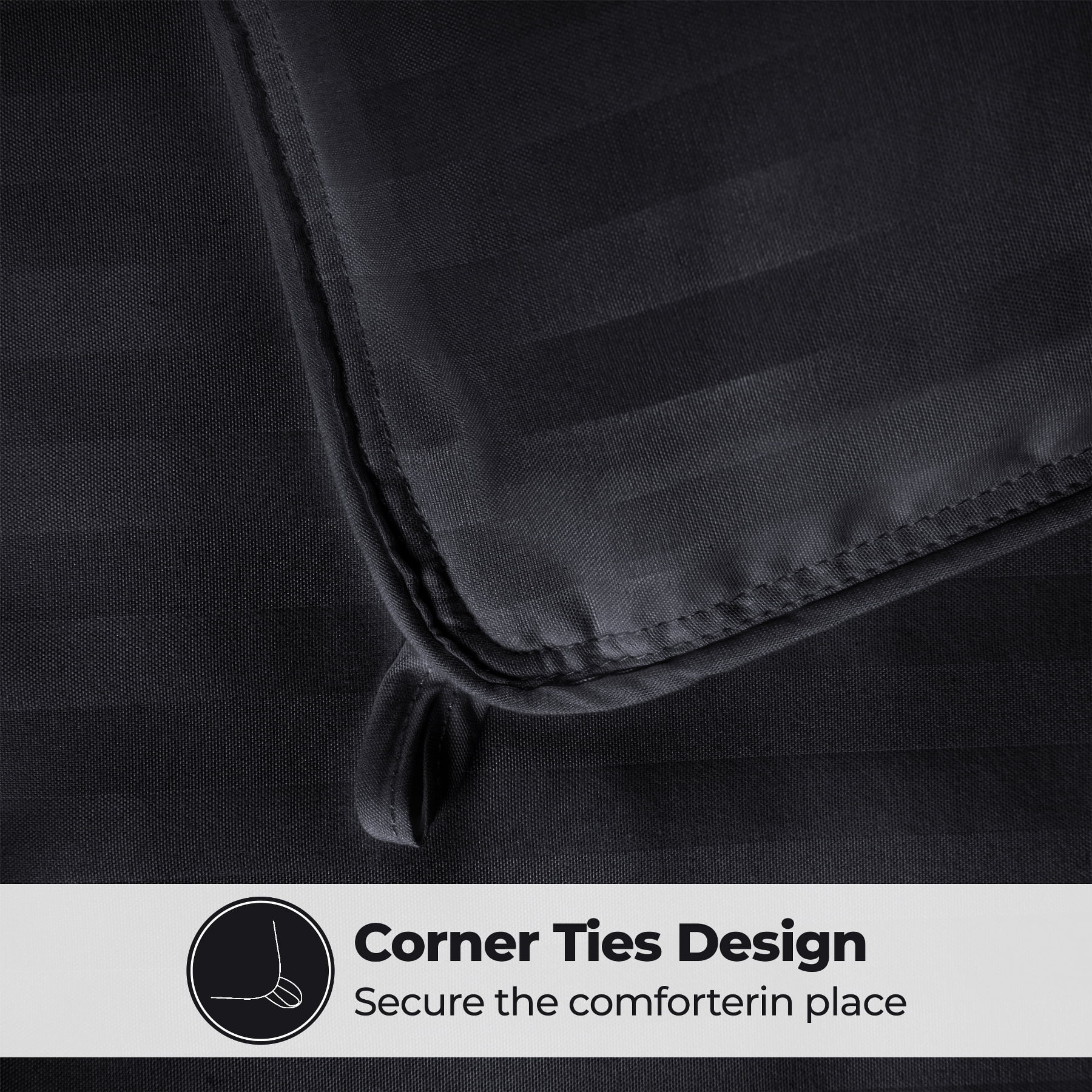 Superior Striped Down Alternative Comforter, King, Black