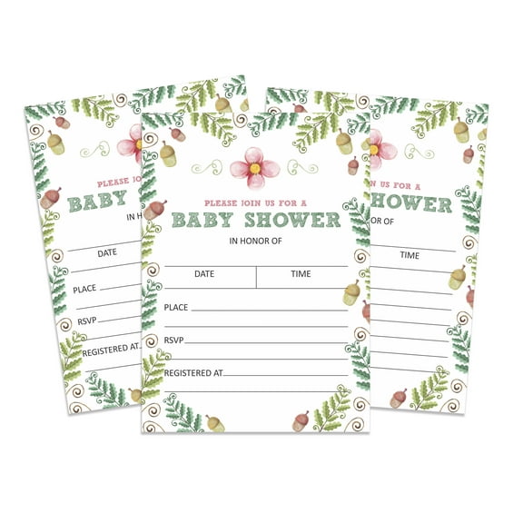 Inkdotpot 30Floral Baby Shower Invitation Cards Gender Neutral Fill In Blank Invites