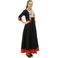 thumbnail image 5 of Bimba Black Anarkali Kurti Long Flared Cotton Kurta Indian Ethnic With Scarf-4, 5 of 8