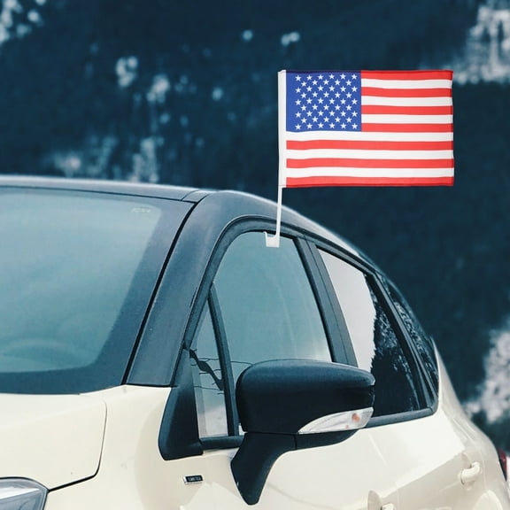 Raindrops 4pcs Car Flags For Windows American Flag For Car Window Flags For Vehicles Car Flag Window Clip Decorative National Flag