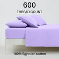 thumbnail image 2 of ABORN 600-TC 100% Egyptian Cotton Bedsheet |6-PC - Short Queen, Lilac| 10" Deep Pocket, 2 of 8