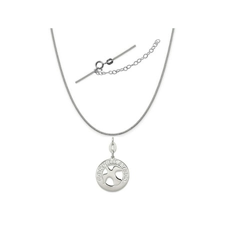 - Sterling Silver Polished Confirmation Dove Charm on a 0.90mm Box Chain Necklace, 18