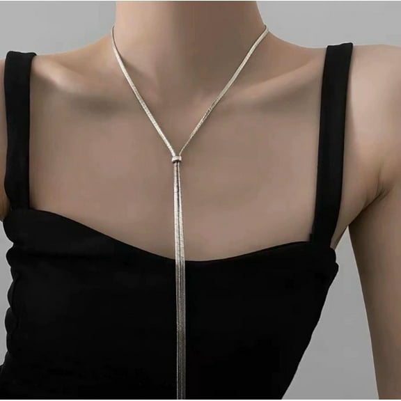 Fashionable High-grade Pull-out Titanium Steel Necklace Women's Adjustable