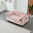 thumbnail image 2 of CQSXDA 3 In 1 Convertible Sleep Sofa Bed, Modern Velvet Design Small Love Seat With Pockets And Cushions For , Pink, 2 of 10