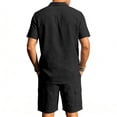 thumbnail image 4 of LWavelet Men's Linen Blend Button Down Shirt and Cargo Shorts Set Casual Summer Beach Outfit Black XL, 4 of 6