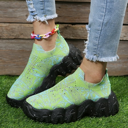 

Wefuesd Womens Fashion Womens Shoes Sneakers For Women S Fashion Casual Mesh Breathable Sneakers Slip On Shoes Green 37