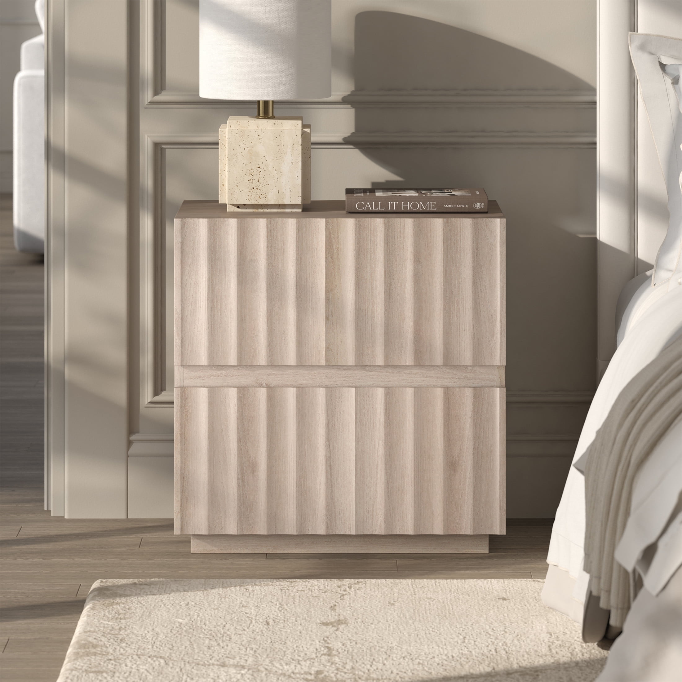 Evelyn&Zoe Modern/Contemporary 24" Wide Alder White Nightstand