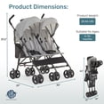 thumbnail image 3 of Dream On Me Twin Venture Umbrella Stroller, Light Gray, 3 of 13