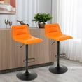 thumbnail image 3 of Bar Stools Set of 2, Adjustable Swivel PU Leather Barstools with Back Counter Height Barstools Airlift Curved Bar Chairs for Kitchen Dining Cafe, Orange, 3 of 10