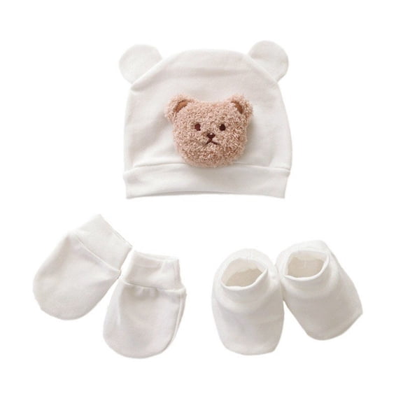 3 Pieces/lot Baby Hat, Gloves and Socks Set for Newborns Stylish Infant Hospital Caps Anti-scratch Mittens & Foot Cover