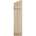 thumbnail image 2 of Ekena Millwork 11"W x 70"H (66 3/8" Low Side) Timberthane Riverwood Two Board Joined Board-n-Batten w/Elliptical Top Faux Wood Shutters (Per Pair), Primed Tan, 2 of 6
