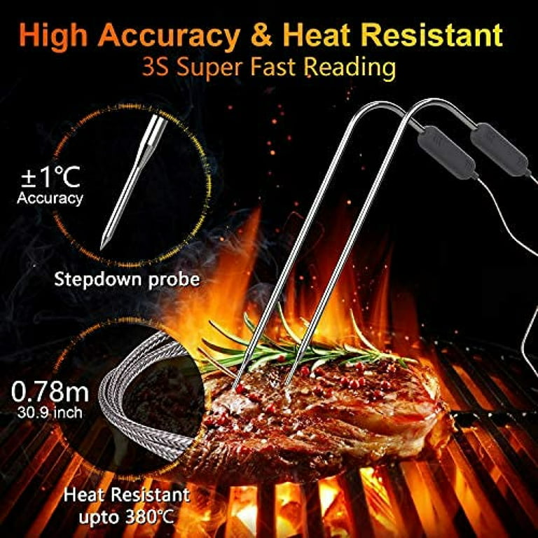 Oven Meat Safe Instant Read 2 in 1 Dual Probe Food Thermometer Digital with  Alarm Function for Cooking BBQ Smoking Grilling Kitc - AliExpress